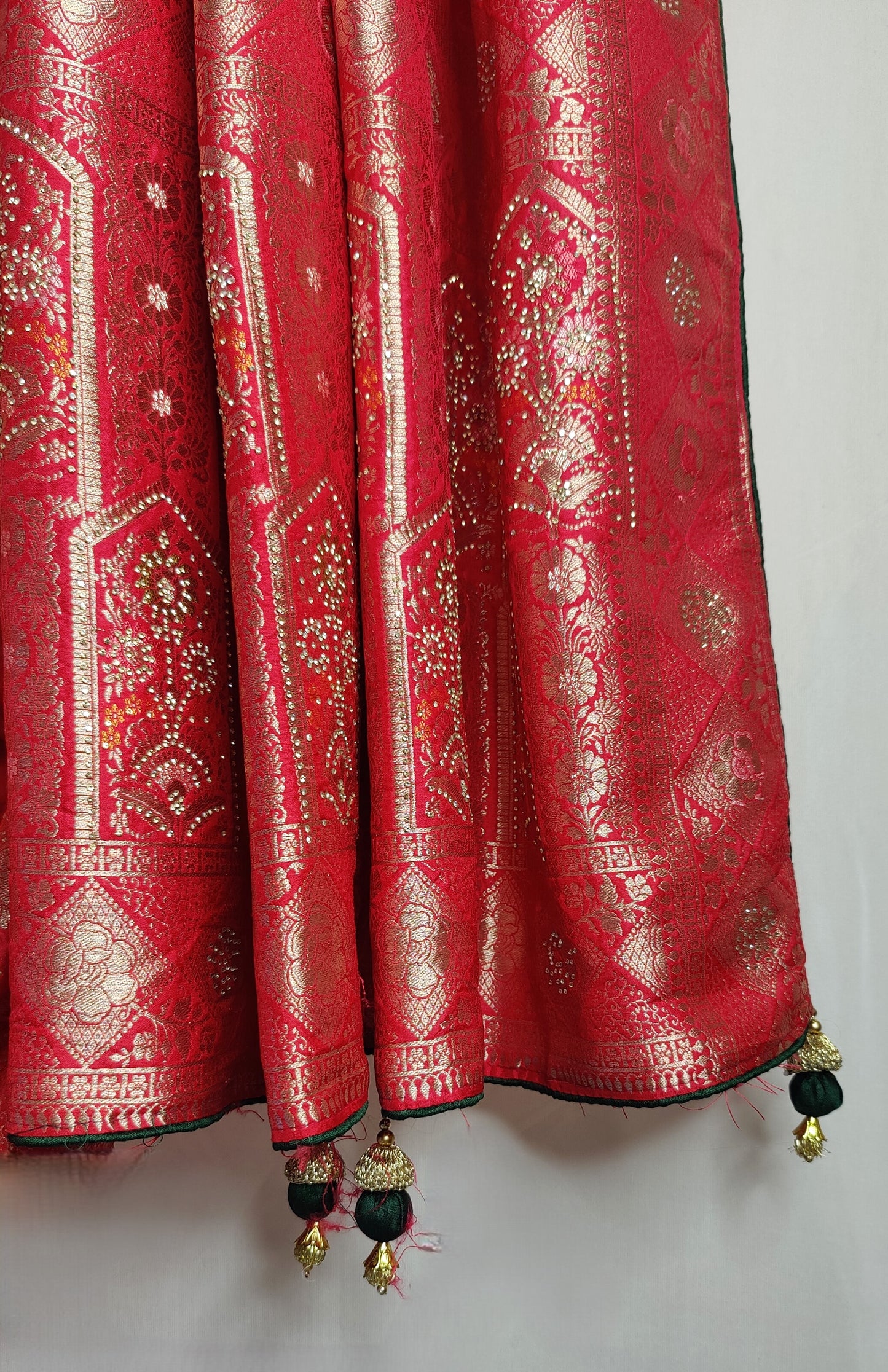 ROYAL CRIMSON RED DOLA SILK SAREE.